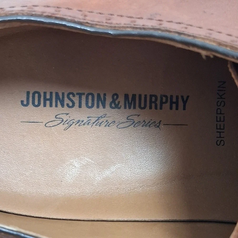 Johnston & Murphy Signature Series Men 10.5W Brown Wingtip Oxford Dress Shoes